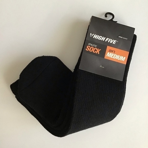 NEW High Five Black Athletic Socks ADULT Medium 24” Tube Sock Men Shoe SZ 6-8 - Picture 4 of 5